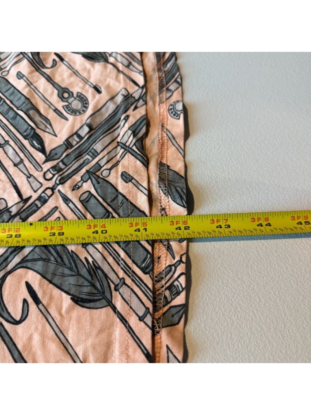 Svaha USA Women 2X Twirl Dress VTG Fountain Pen Print Gray Pink V Neck Pockets - Picture 8 of 9